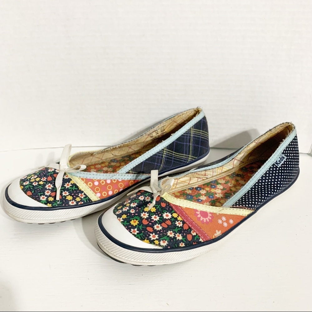 Keds Multicolor Slip On Ballet Sneaker Flats Patchwork Floral, Plaid, Polka Dots